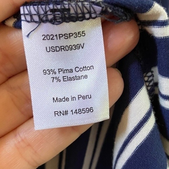 Universal Standard Rhine V Neck Color Block Cuff Dress Blue White Stripe 4 NWT - Picture 11 of 12